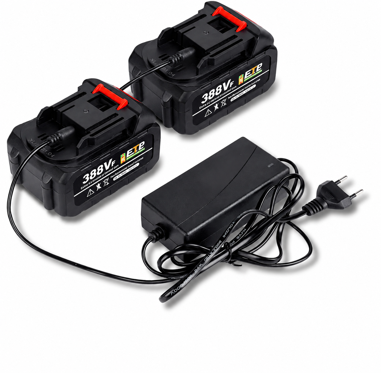 2 batterier og lader